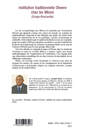 Institution traditionnelle Otwere chez les Mbosi, (Congo-Brazzaville) (9782296123427-back-cover)