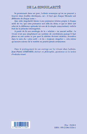 De la singularité (9782296111561-back-cover)