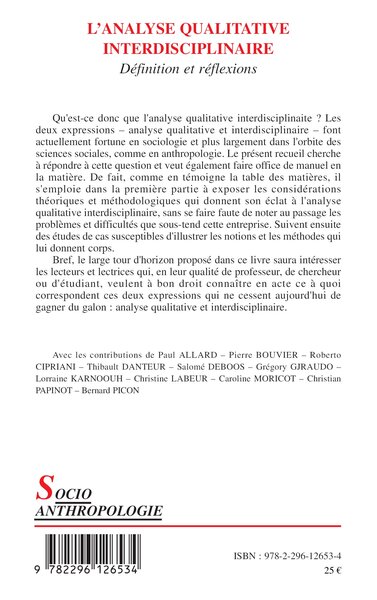 L'analyse qualitative interdisciplinaire, Définition et réflexions (9782296126534-back-cover)