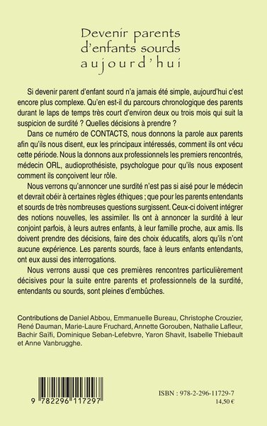 Devenir parents d'enfants sourds aujourd'hui (9782296117297-back-cover)