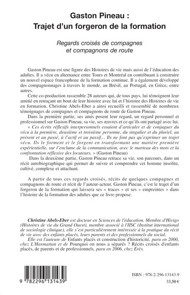 Gaston Pineau : trajet d'un forgeron de la formation, Regards croisés de compagnes et compagnons de route (9782296131439-back-cover)