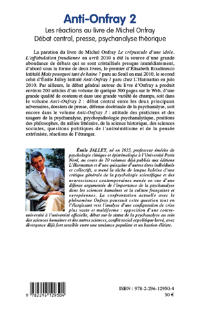 Anti-Onfray 2, Les réactions au livre de Michel Onfray - Débat central, presse, psychanalyse théorique (9782296129504-back-cover)