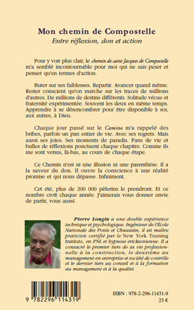 Mon chemin de Compostelle, Entre réflexion, don et action (9782296114319-back-cover)