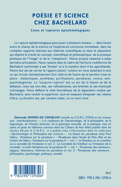 Poésie et science chez Bachelard, Liens et ruptures épistémologiques (9782296129306-back-cover)