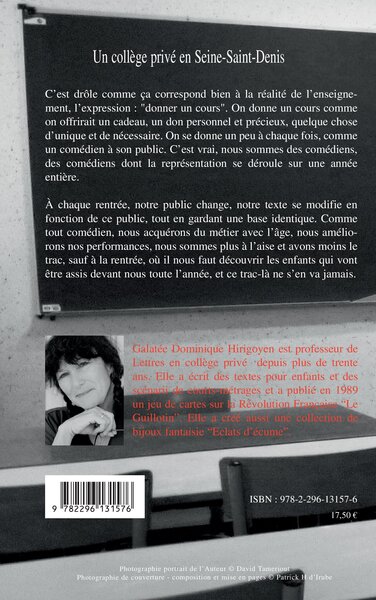 Un collège privé en Seine-Saint-Denis, Souvenirs d'une enseignante - du collège Sainte-Marie de Stains 93 (9782296131576-back-cover)