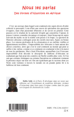 Nous les parias, Des formes d'injustices en Afrique (9782296104259-back-cover)