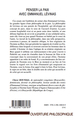 Penser la paix avec Emmanuel Lévinas, Histoire et eschatologie (9782296108189-back-cover)