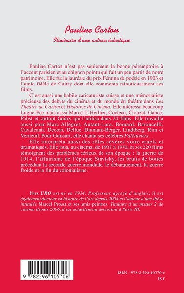 Pauline Carton, Itinéraire d'une actrice éclectique (9782296105706-back-cover)