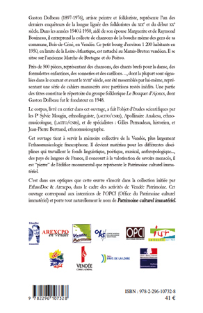 Répertoire musical recueilli en Marais-Breton vendéen (9782296107328-back-cover)