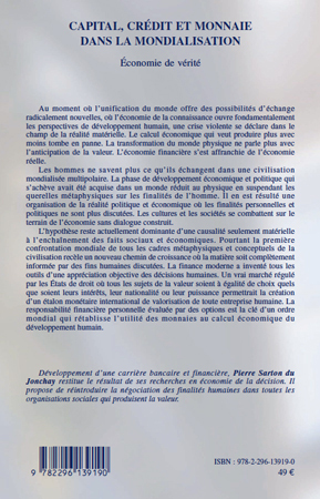 Capital, crédit et monnaie dans la mondialisation (9782296139190-back-cover)