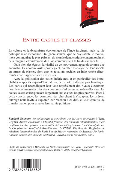 Entre castes et classes, Les communistes indiens face à la politisation des basses castes (9782296116689-back-cover)