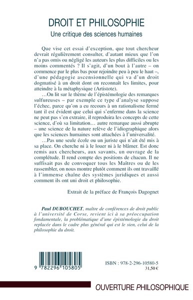 Droit et philosophie, Une critique des sciences humaines (9782296105805-back-cover)