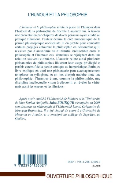 L'humour et la philosophie, De Socrate à Jean-Baptiste Botul (9782296136021-back-cover)