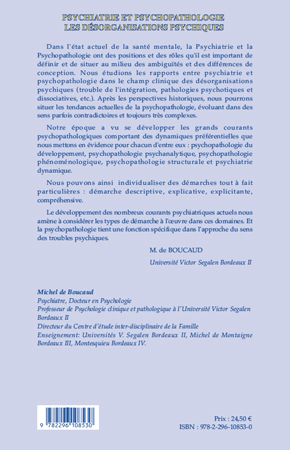 Psychiatrie et psychopathologie, Les désorganisations psychiques (9782296108530-back-cover)