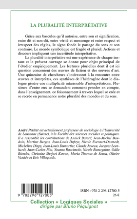 La pluralité interprétative, Aspects théoriques et empiriques (9782296127005-back-cover)