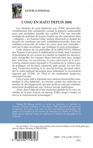 L'ONU en Haïti depuis 2004, Ambitions et déconvenues des opérations de paix multidimensionnelles (9782296119703-back-cover)