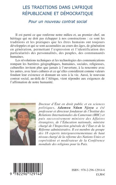 Les traditions dans l'Afrique républicaine et démocratique, Pour une nouveau contrat social (9782296129146-back-cover)