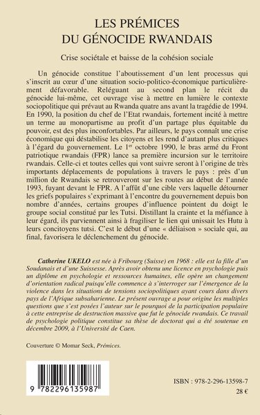 Les prémices du génocide Rwandais, Crise sociétale et baisse de la cohésion sociale (9782296135987-back-cover)