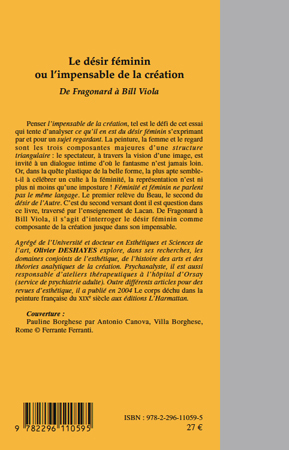 Le désir féminin ou l'impensable de la création, De Fragonard à Bill Viola (9782296110595-back-cover)