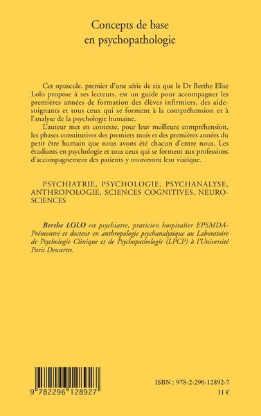 Concepts de base en psychopathologie, Fascicule 1 (9782296128927-back-cover)