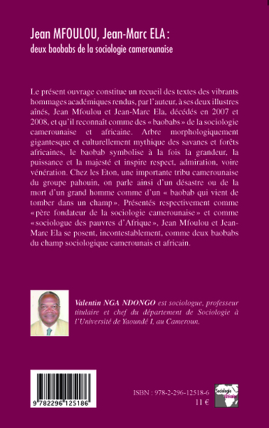 Jean Mfoulou, Jean-Marc Ela, Deux baobabs de la sociologie camerounaise (9782296125186-back-cover)