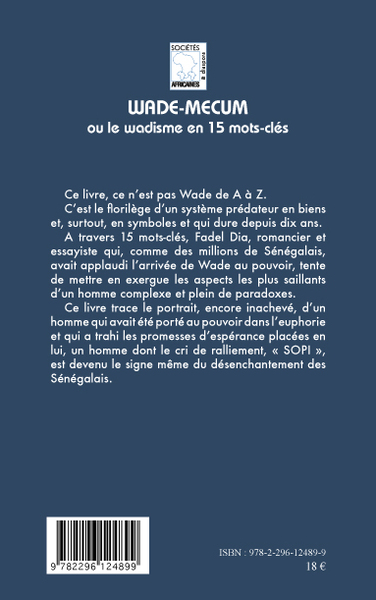 Wade-mecum ou le Wadisme en 15 mots-clés (9782296124899-back-cover)