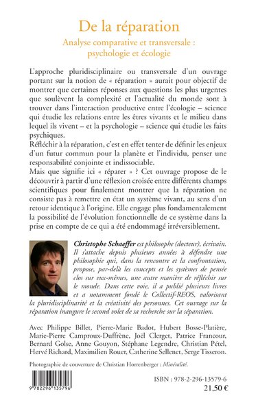 De la réparation, Analyse comprative et transversale : - Psychologie et écologie (9782296135796-back-cover)