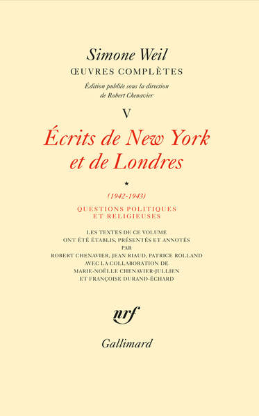 Œuvres complètes, Écrits de New York et de Londres (1942-1943) 1 (9782072856648-front-cover)