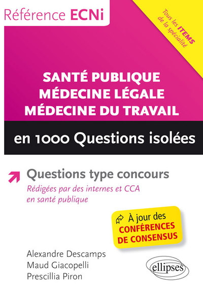 Santé publique, médecine légale, médecine du travail en 1000 Questions isolées (9782340014633-front-cover)