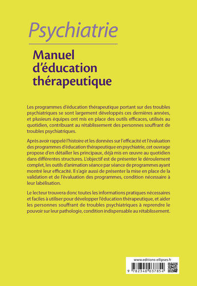 Psychiatrie - Manuel d'éducation thérapeutique (9782340037854-back-cover)