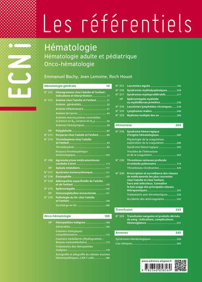 Hématologie - Hématologie adulte et pédiatrique - Onco-hématologie (9782340058569-back-cover)