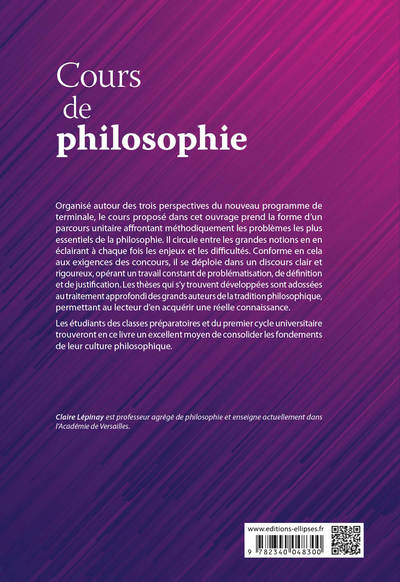 Cours de philosophie. Trois perspectives. CPGE, Université, concours (9782340048300-back-cover)