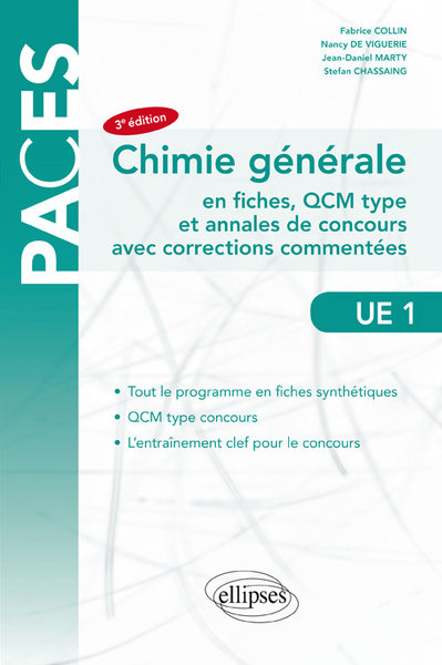 UE1- Chimie Générale - en fiches, QCM type et annales de concours avec corrections commentées - 3e édition (9782340027855-front-cover)
