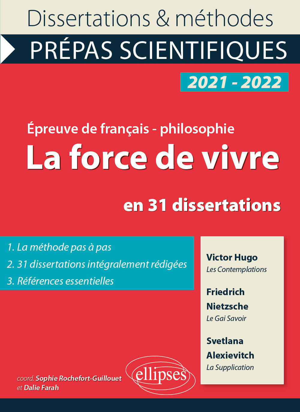 La force de vivre en 31 dissertations. Victor Hugo, Les Contemplations, Friedrich Nietzsche, Le Gai Savoir, Svetlana Alexievitch (9782340038929-front-cover)