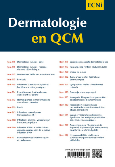 Dermatologie en QCM - Tout le programme des ECNi en questions (9782340042421-back-cover)