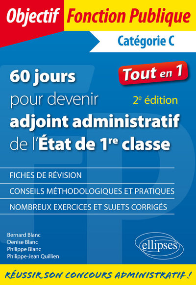 60 jours pour devenir adjoint administratif de l'État de 1re classe - 2e édition (9782340015548-front-cover)