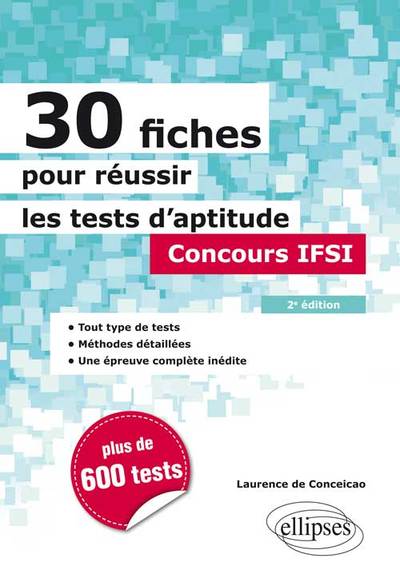 30 fiches pour réussir les tests d’aptitude - Concours IFSI - 2e édition (9782340000865-front-cover)