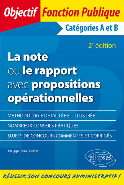 La note ou le rapport avec propositions opérationnelles. Catégories A et B - 2e édition (9782340031166-front-cover)