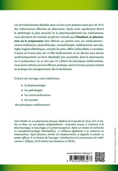 PHARMACIE. Conseil à l’officine : l’essentiel (9782340003477-back-cover)