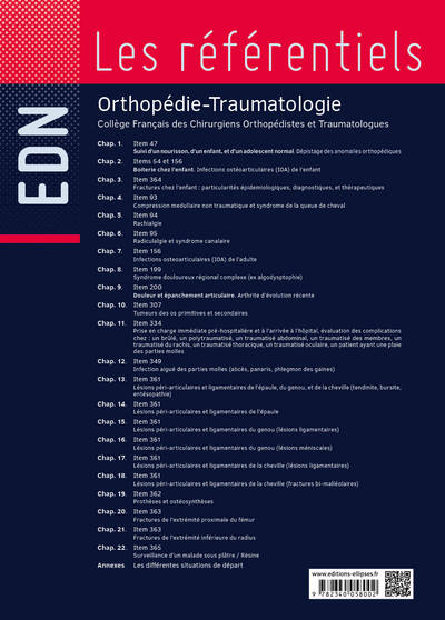 Orthopédie Traumatologie - Conforme à la réforme R2C de l’EDN (9782340058002-back-cover)