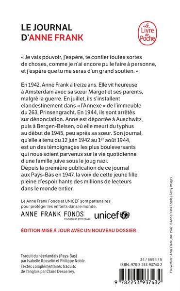 Le Journal d'Anne Frank (Nouvelle édition) (9782253937432-back-cover)