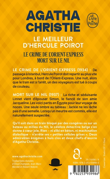 Le Meilleur d'Hercule Poirot (Nouvelle traduction révisée), Le Crime de l'Orient Express + Mort sur le Nil (9782253939986-back-cover)