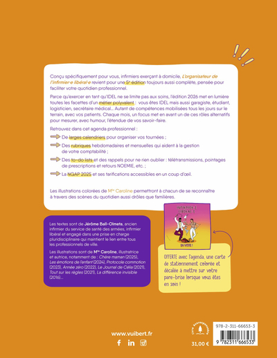 L'organisateur de l'infirmière libérale et l'infirmier libéral 2026, L'agenda grand format idéal pour bien organiser ses tournée (9782311666533-back-cover)