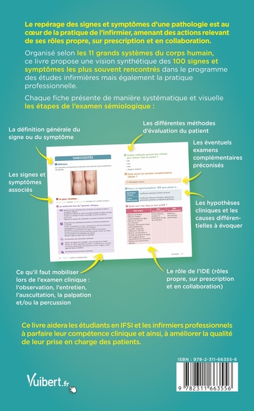 Sémiologie pour l'infirmier, Les 100 symptomes les plus courants à connaître pour ses études, ses stages et sa pratique hospital (9782311663556-back-cover)