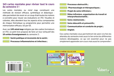 Mémento 100% visuel Le semestre 3 en 145 cartes mentales IFSI, 10 unites d'enseignement : UE 1.2, 2.5, 2.8, 2.11, 3.2, 3.3, 4.2, (9782311666755-back-cover)