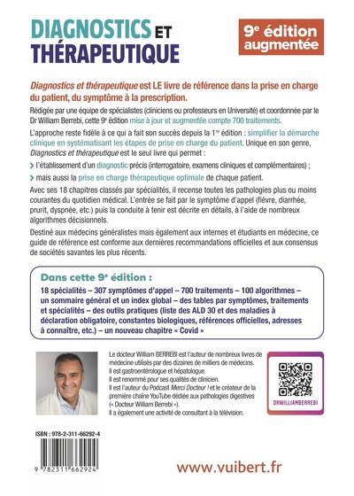 Diagnostics et thérapeutique - nouvelle édition mise à jour, Du symptôme à la prescription (9782311662924-back-cover)