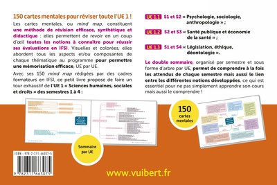 Mémento 100% visuel - L'UE 1 en 150 cartes mentales - IFSI, UE 1.1, 1.2 et 1.3 "Sciences humaines, sociales et droit" Semestres  (9782311663075-back-cover)