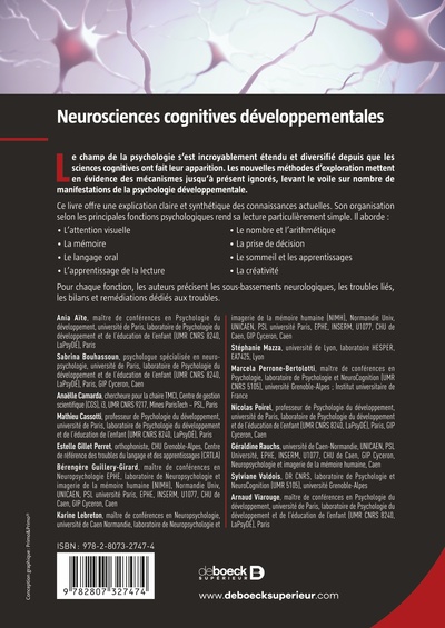 Neurosciences cognitives développementales (9782807327474-back-cover)