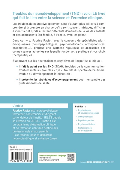 Diagnostic et accompagnement des troubles du neurodéveloppement, Validés par l’EBP, confirmés par les neurosciences (9782807361683-back-cover)