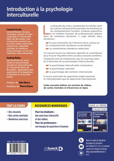 Introduction à la psychologie interculturelle (9782807308374-back-cover)